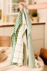 Theedoek IBL Checkered pattern wasabi/naturel